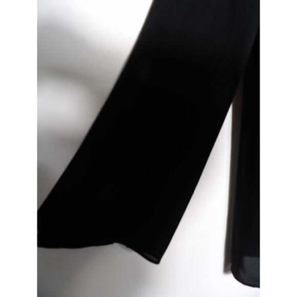 Catherine Malandrino Blouse Medium Black Hi Lo White Trim Career Office Flowy - Picture 11 of 11